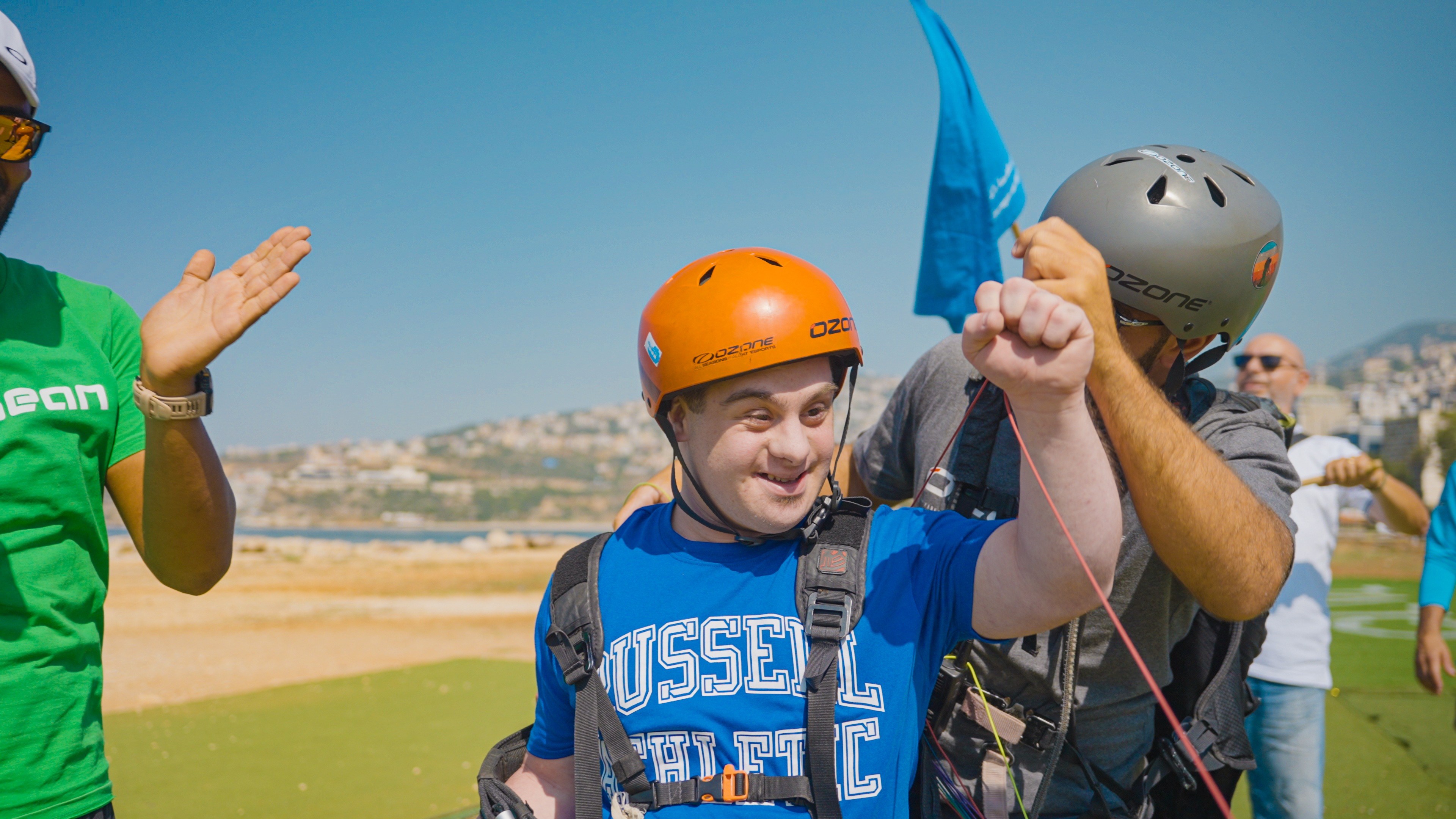 child enjoying paragliding